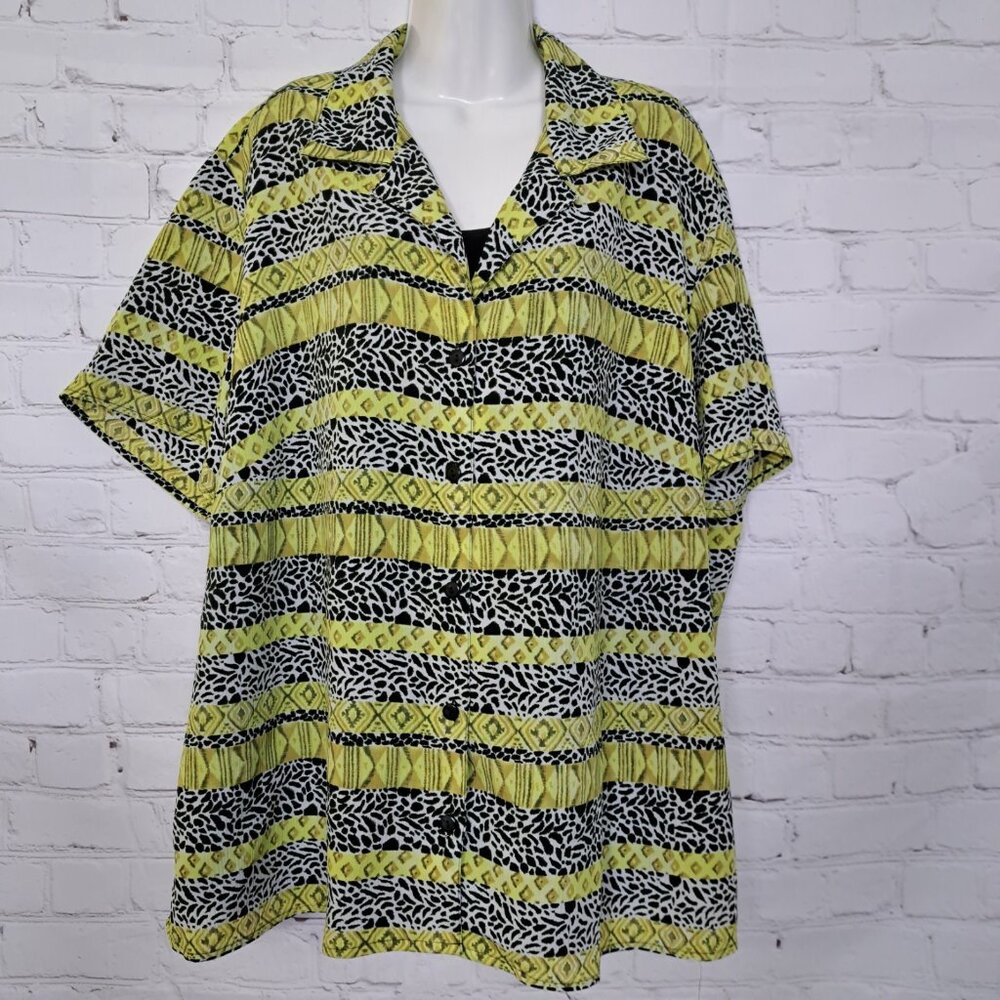 Notations Layered Button Up Top Size 2X